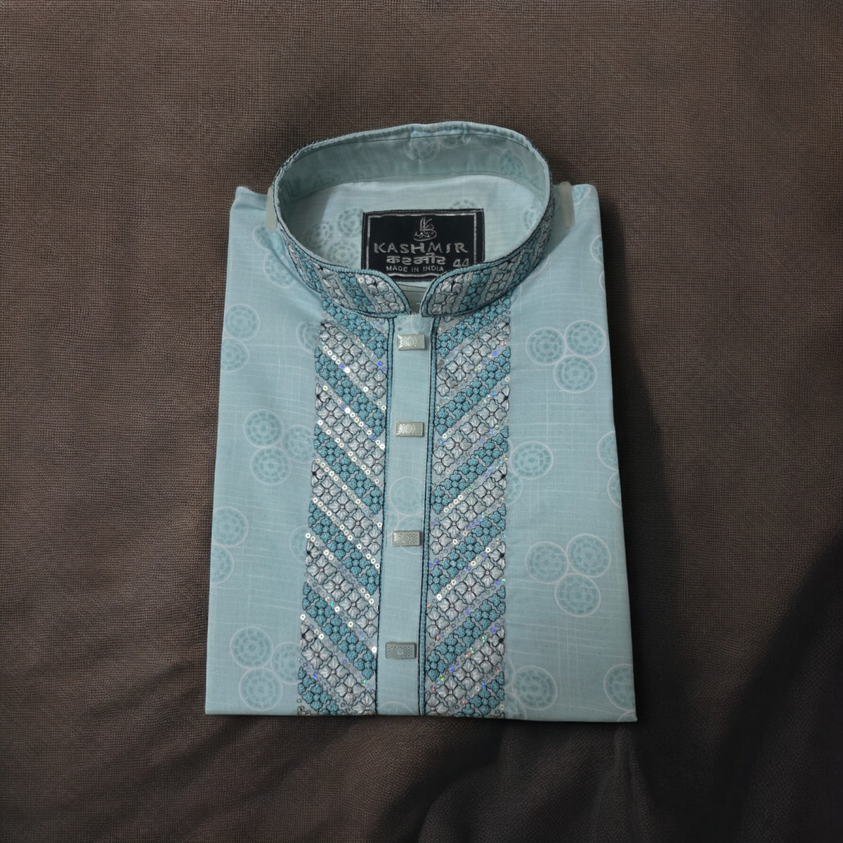 Man's Regular Fit Sky Blue Punjabi